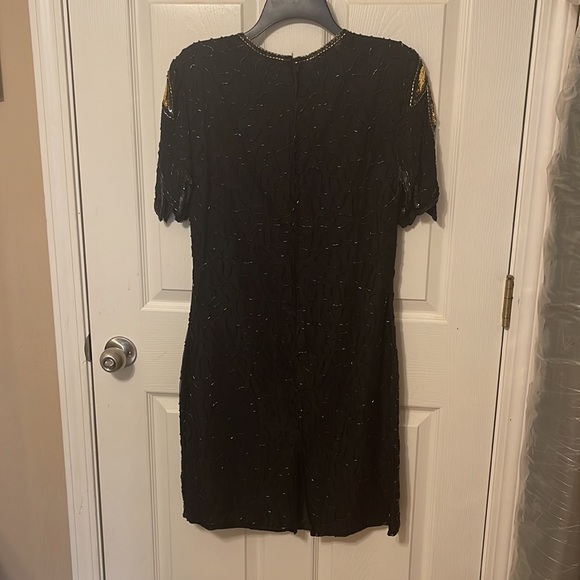Denise Elle, Vintage Beaded Black Cocktail/ Party/ Dress - Petite Large - Picture 4 of 5